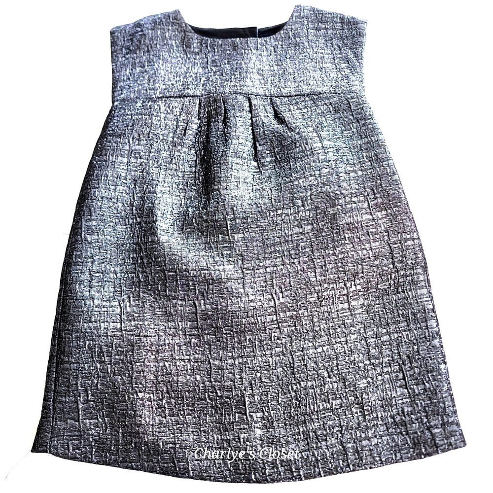 babyGap Party Dress Kids 3T Dark Pewter Silver Metallic‎ Wedding Family Pics
